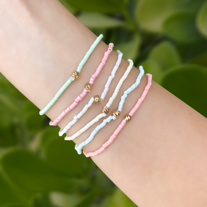 Set de 6 Pulseras de Cuentas de Colores Pastel 1L3