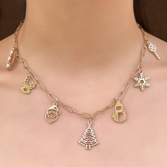 Collar Dorado Charms Navideños