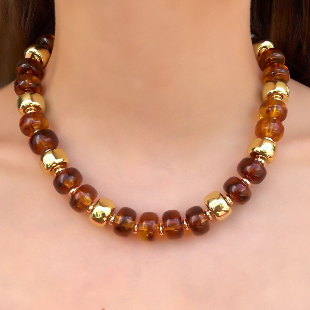 Collar Bolas de cuentas Cafes