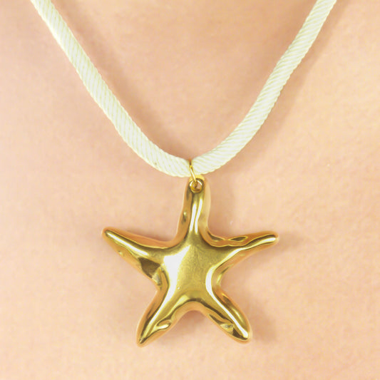Collar de Cuerda Estrella Dorada Acero Inoxidable 1T4