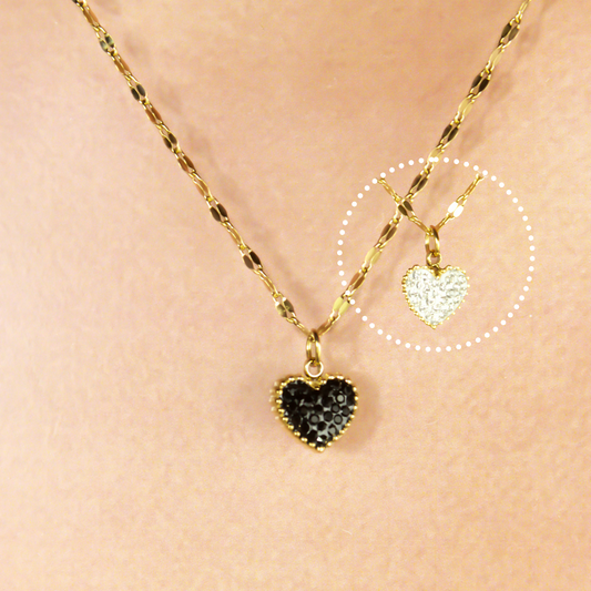 Collar Corazón Doble Vista Acero Inoxidable  2i8