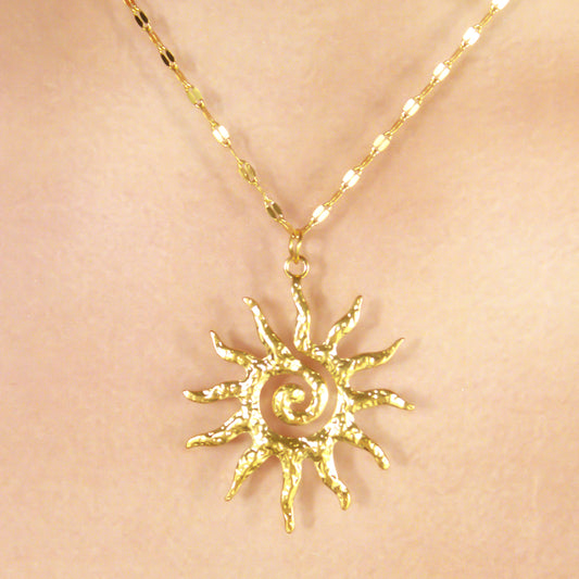 Collar Sol Dorado Acero Inoxidable 1N5