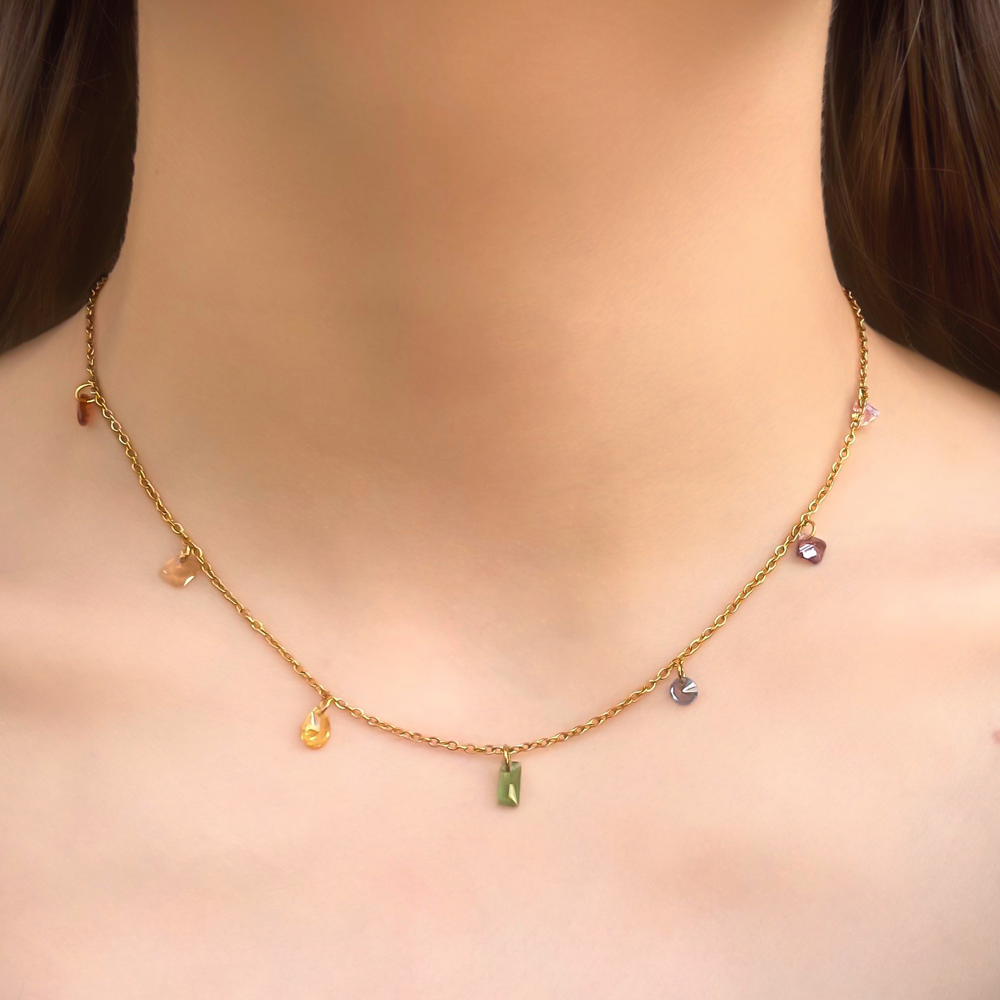 Collar Piedras Multicolor Acero Inoxidable 1t6