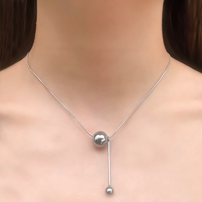 Collar de Esferas Plateado Acero Inoxidable  1U8