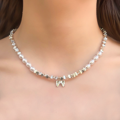 Collar Perlas y en Plateado 1H6