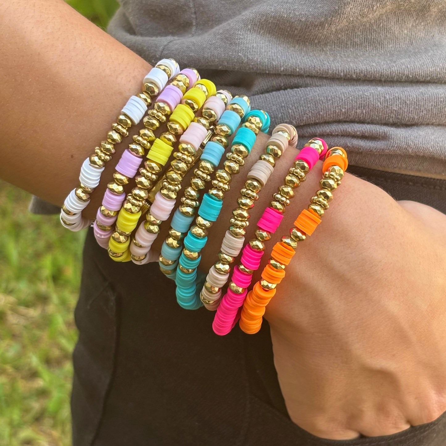 Set 9  Pulseras Colores Chapa de Oro 2BB8