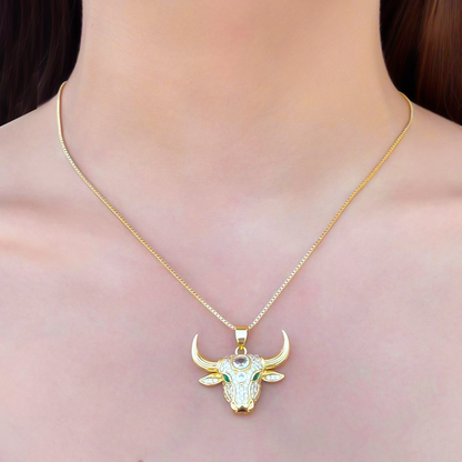 Collar Dorado Toro Zirconias Chapa de Oro 18k