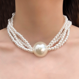 Collar Gargantilla Bolas y Bolitas Blancas 4E16