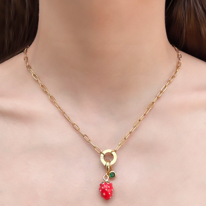 Collar Cadena Dorado Aro con Clip Acero Inoxidable 1Y6