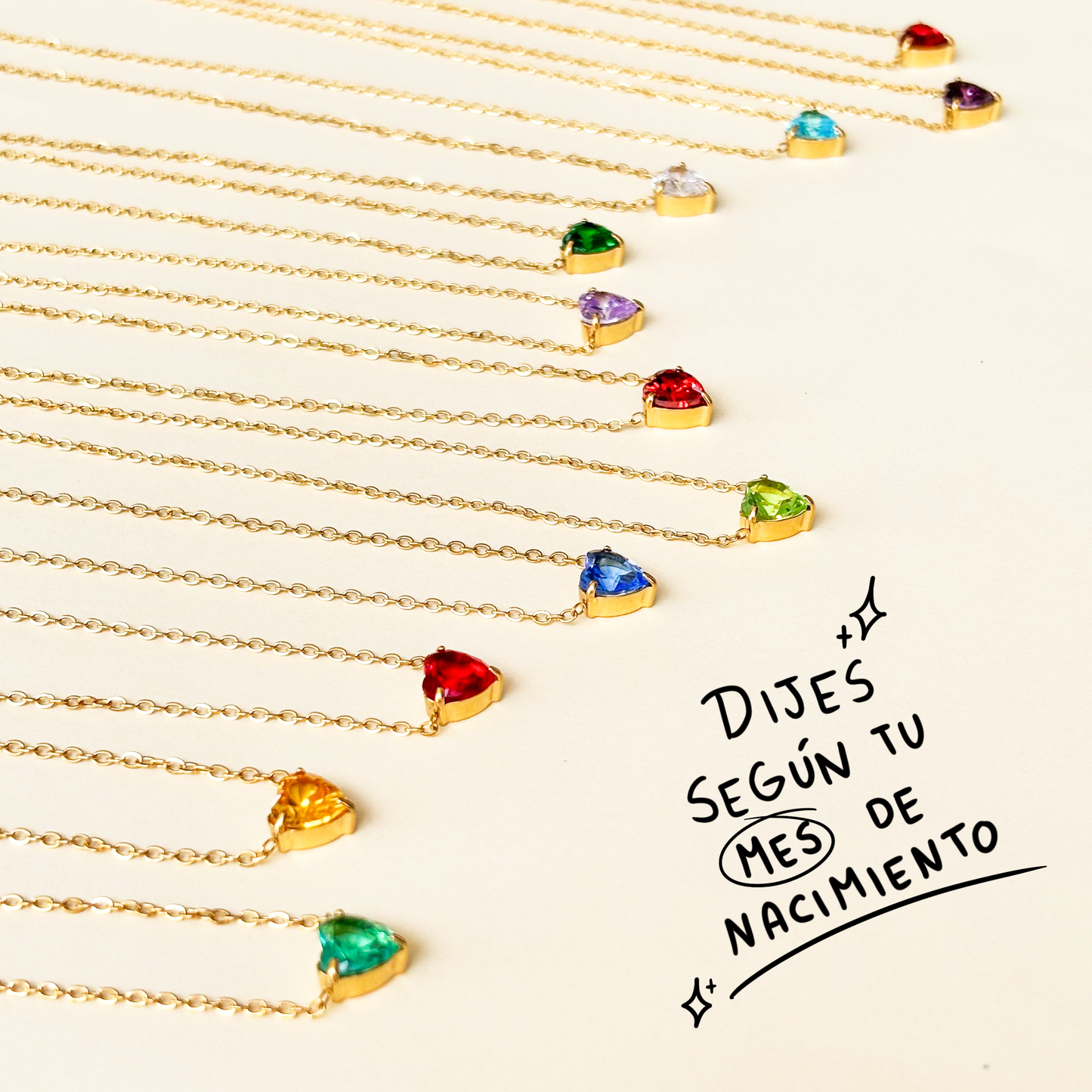 Collar Mes de Corazón de Zirconia Acero Inoxidable
