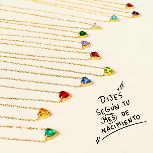 Collar Mes de Corazón de Zirconia Acero Inoxidable