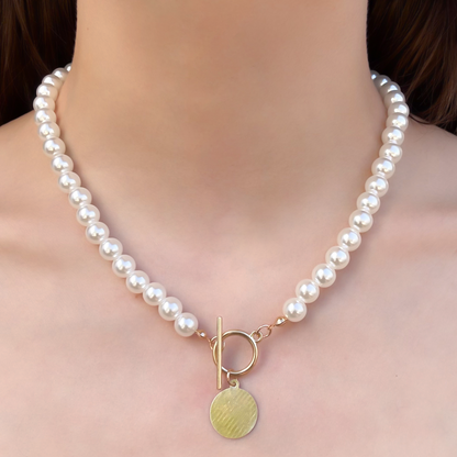 Collar Dorado y Perlas  4E34