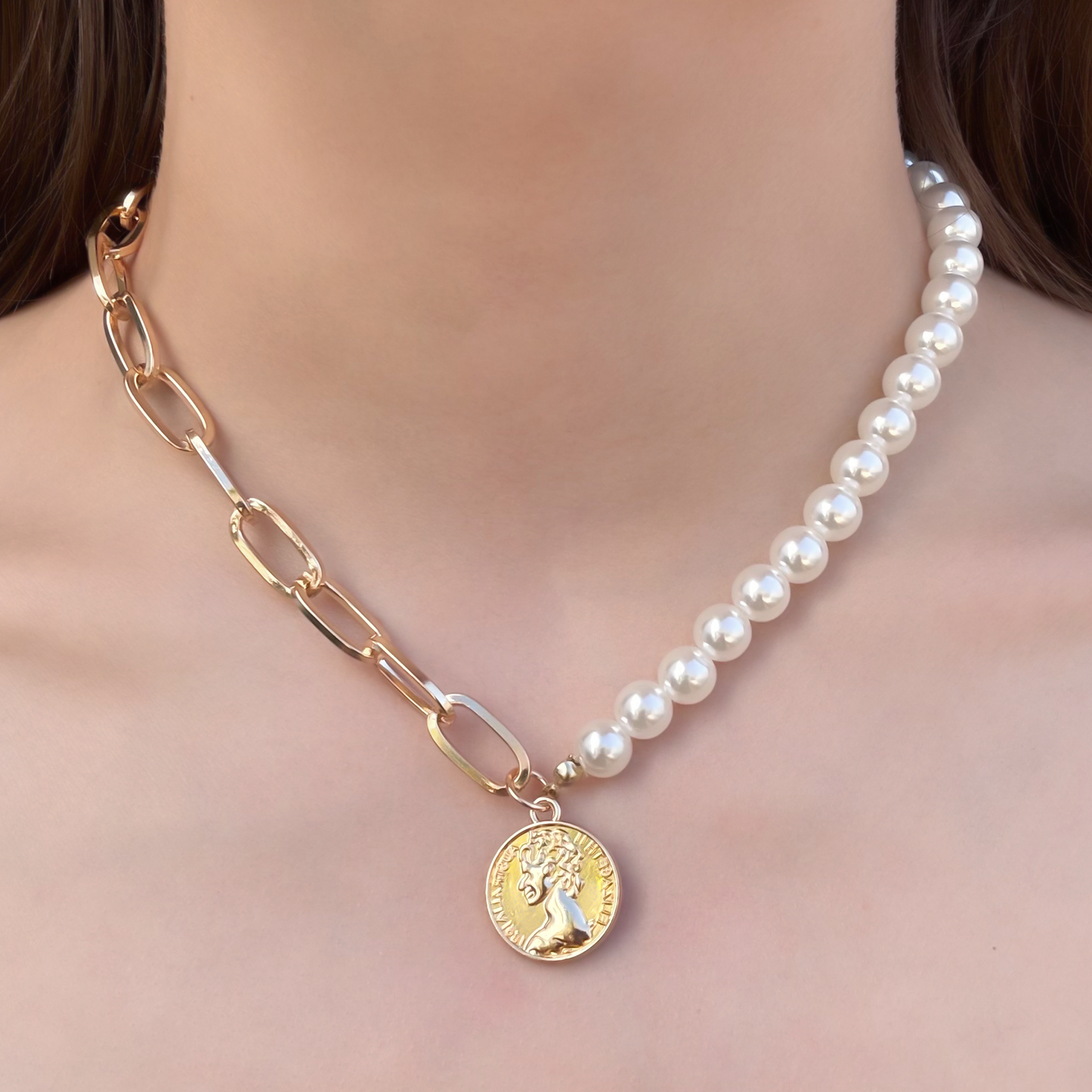 Collar Perlas Y Cadena  4E18