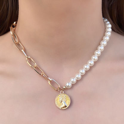 Collar Perlas Y Cadena  4E18