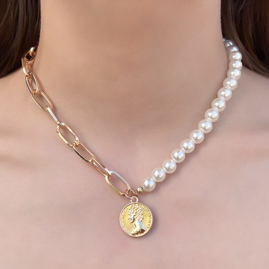 Collar Perlas Y Cadena  4E18