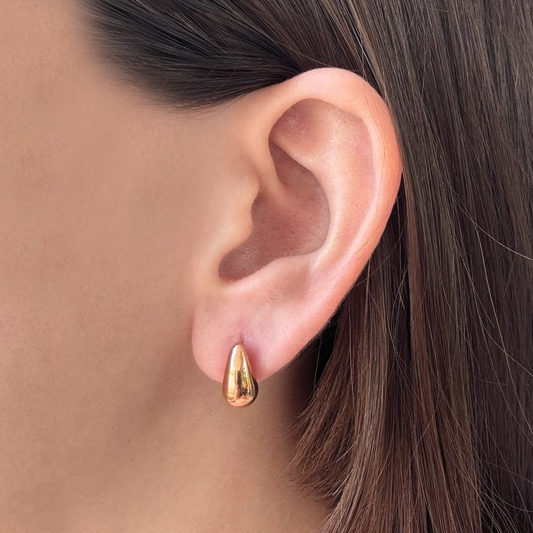 Aretes Gota Oro Rosa Pequeña Acero Inox C612