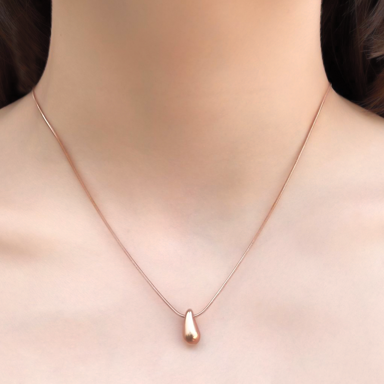 Collar Gota Pequeña Oro Rosa Acero Inoxidable C617