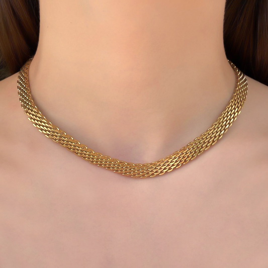 Collar Tejido Dorado Acero Inoxidable 2J8