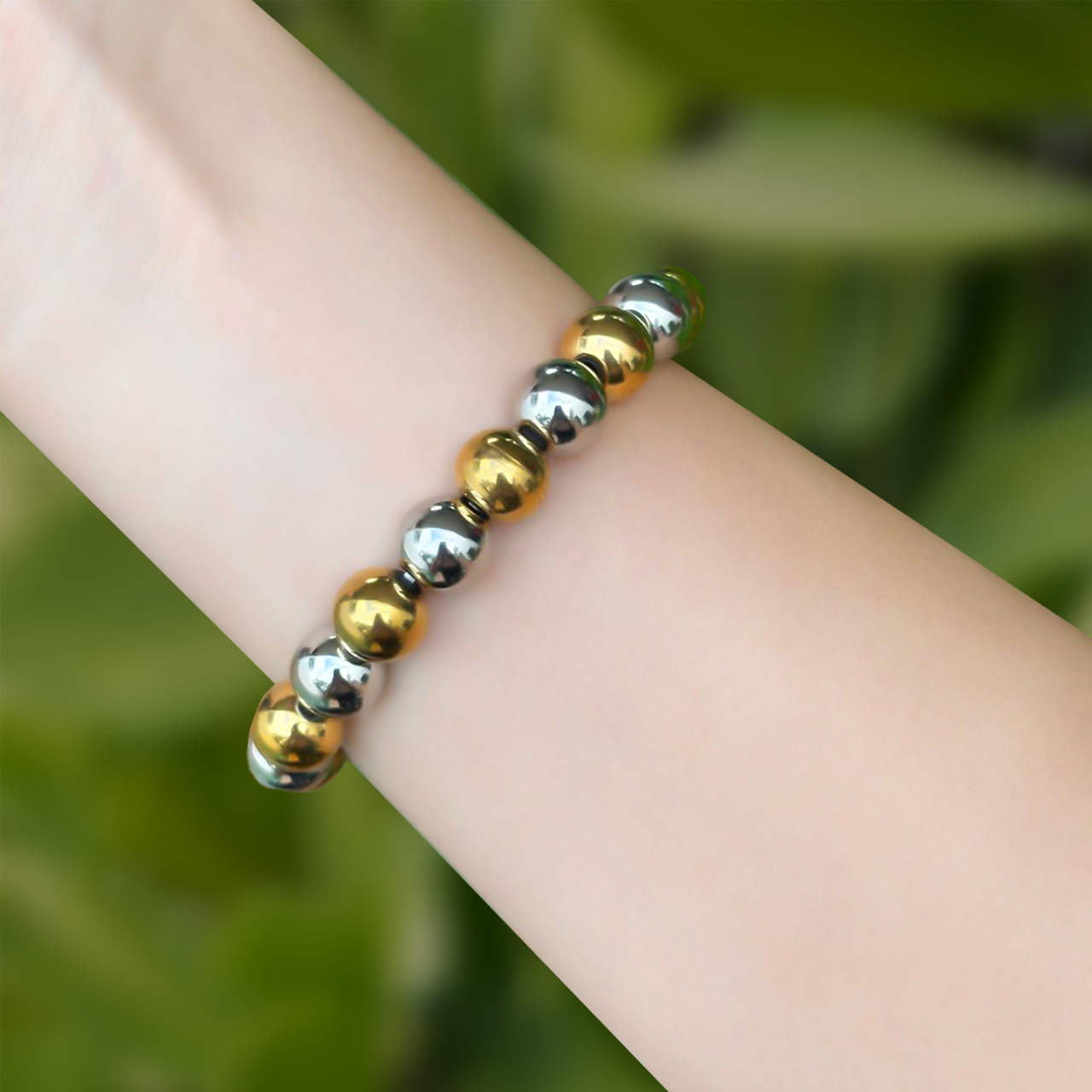 Pulsera Bolitas Oro-Plata Acero Inoxidable  2A1