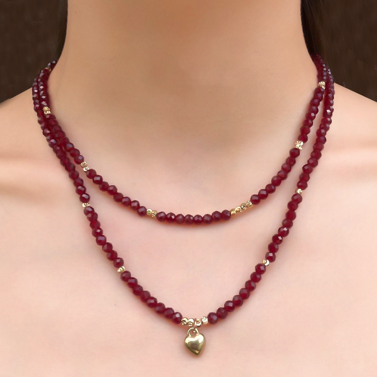 Collares Cristales Vino Corazon 1B2