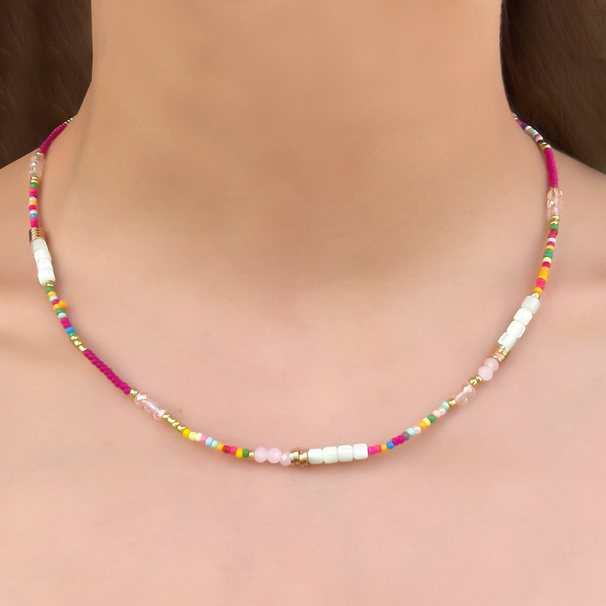 Collar Cuentas de Cristales de Colores