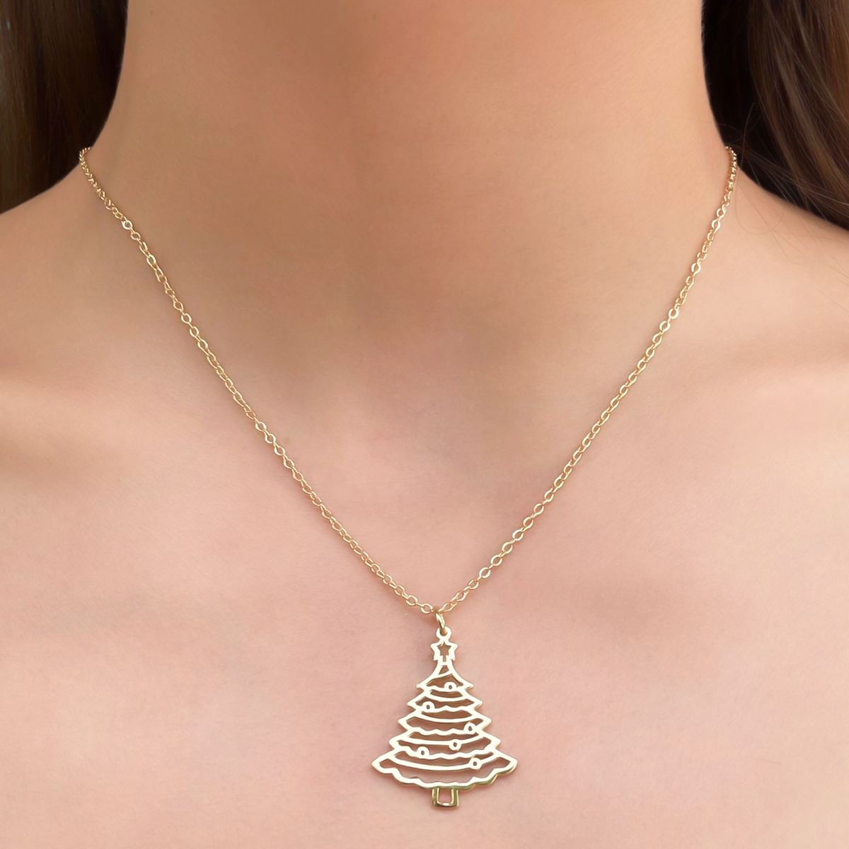Collar Dorado Arbolito Navideño
