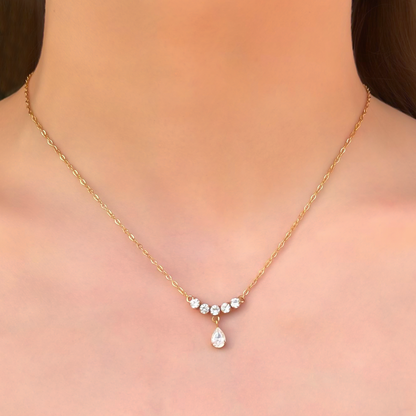 Collar Dorado Zirconias Acero Inoxidable
