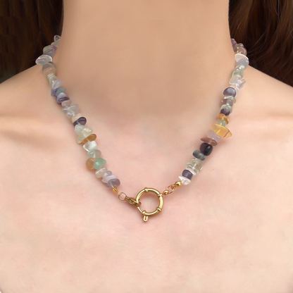Collar Dorado Piedras Naturales Acero Inoxidable