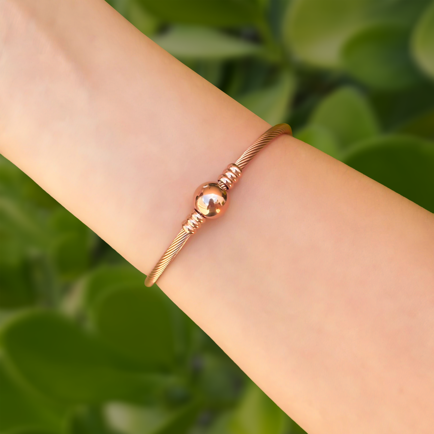 Pulsera Oro Rosa Esfera de Acero Inoxidable  1C5