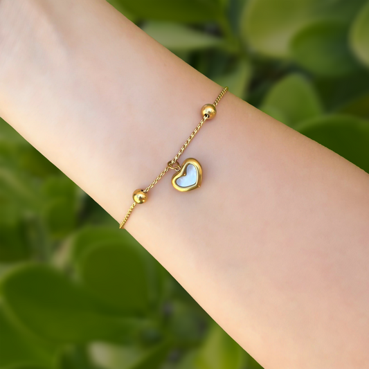 Pulsera Dorada Corazón Acero Inoxidable  2H1