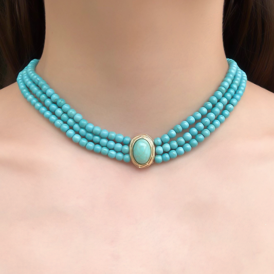 Collar Turquesa Cuentas de Piedra 1P5