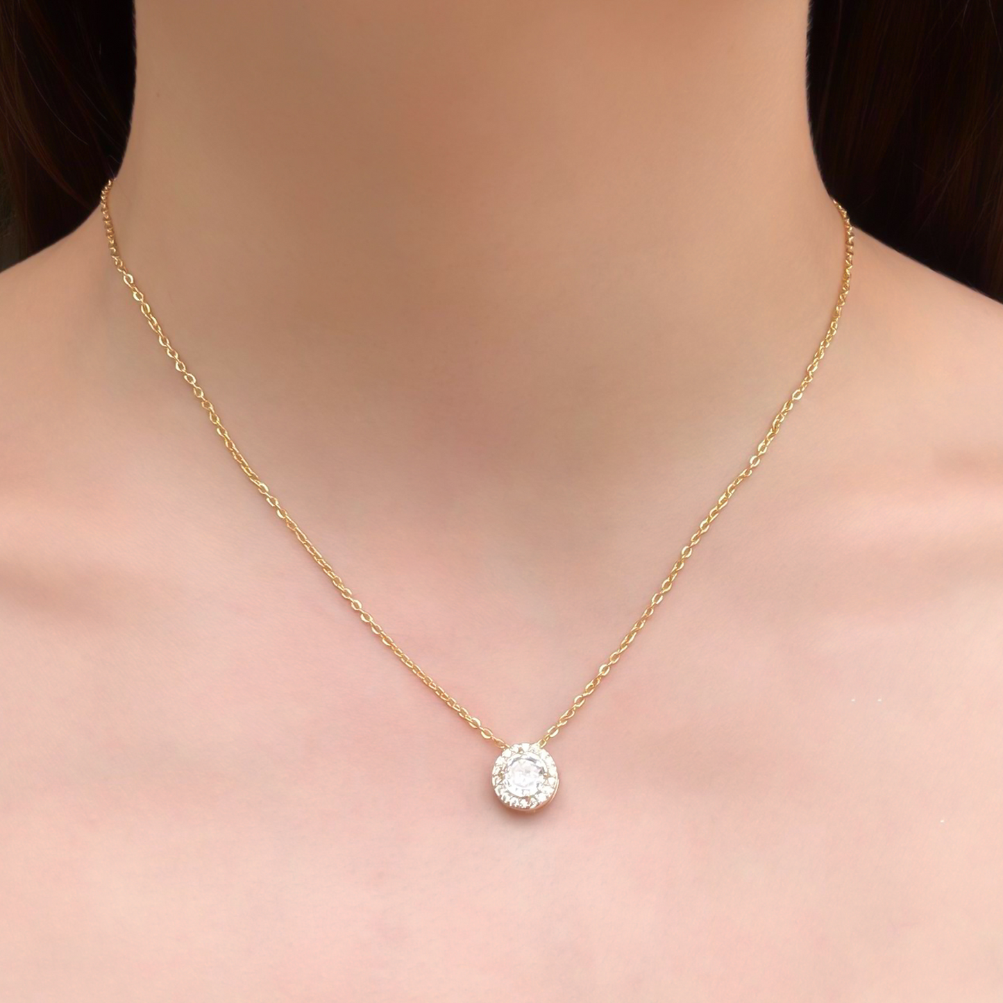 Collar Dorado Zirconia Chapa de Oro