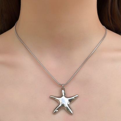 Collar Plateado Estrella de Acero Inoxidable 4E28