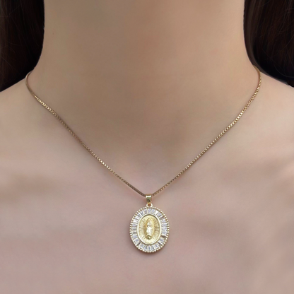 Collar Virgen Guadalupe Chapa de Oro  1XX3