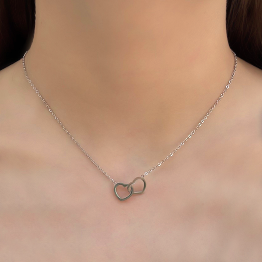 Collar Corazones Enlazados Acero Inox  1W5