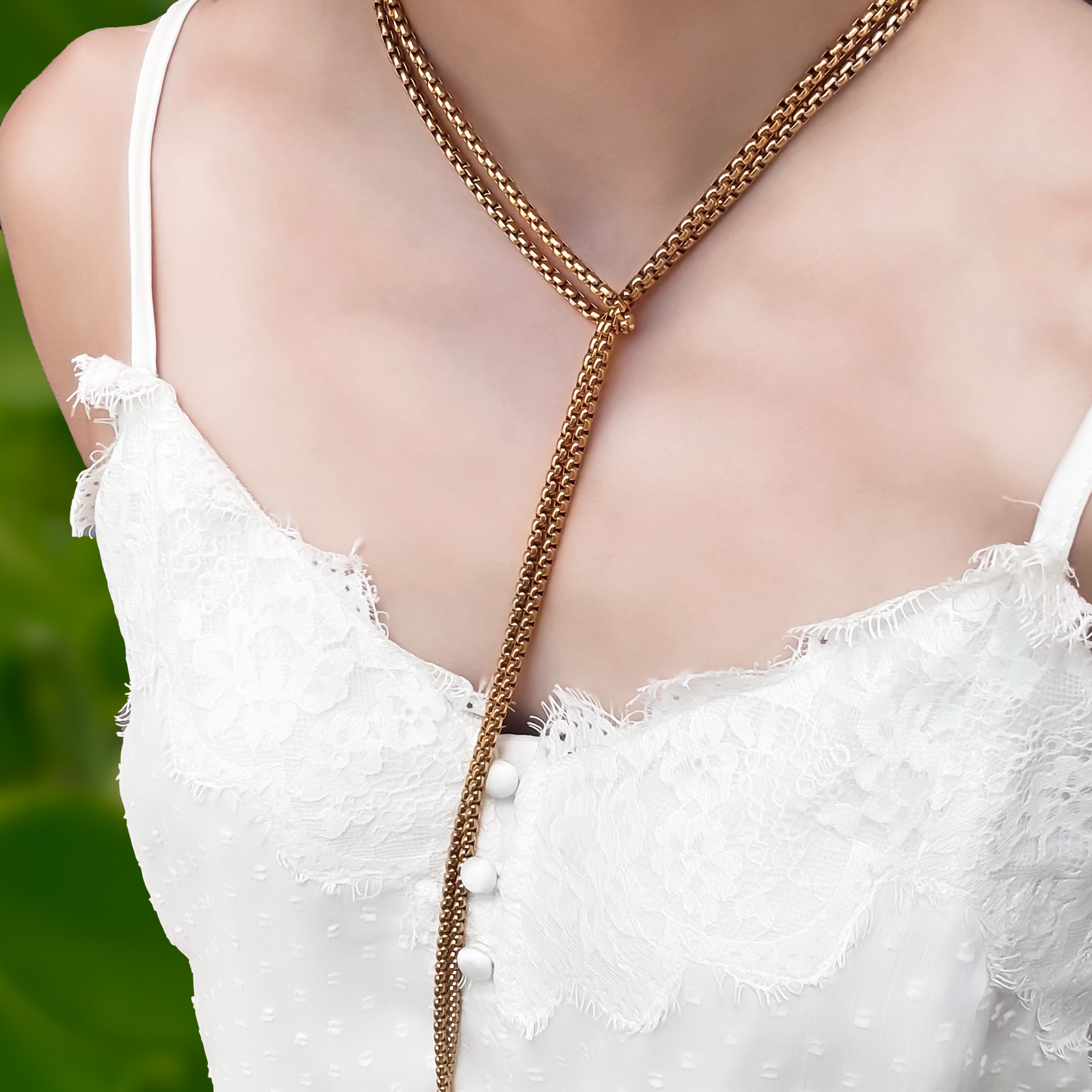 Collar Dorado Largo Abierto  Acero Inoxidable 4E7