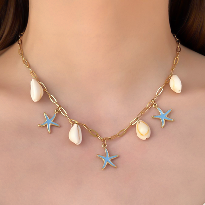 Collar Dorado Charms Verano  Acero Inoxidable 3B2