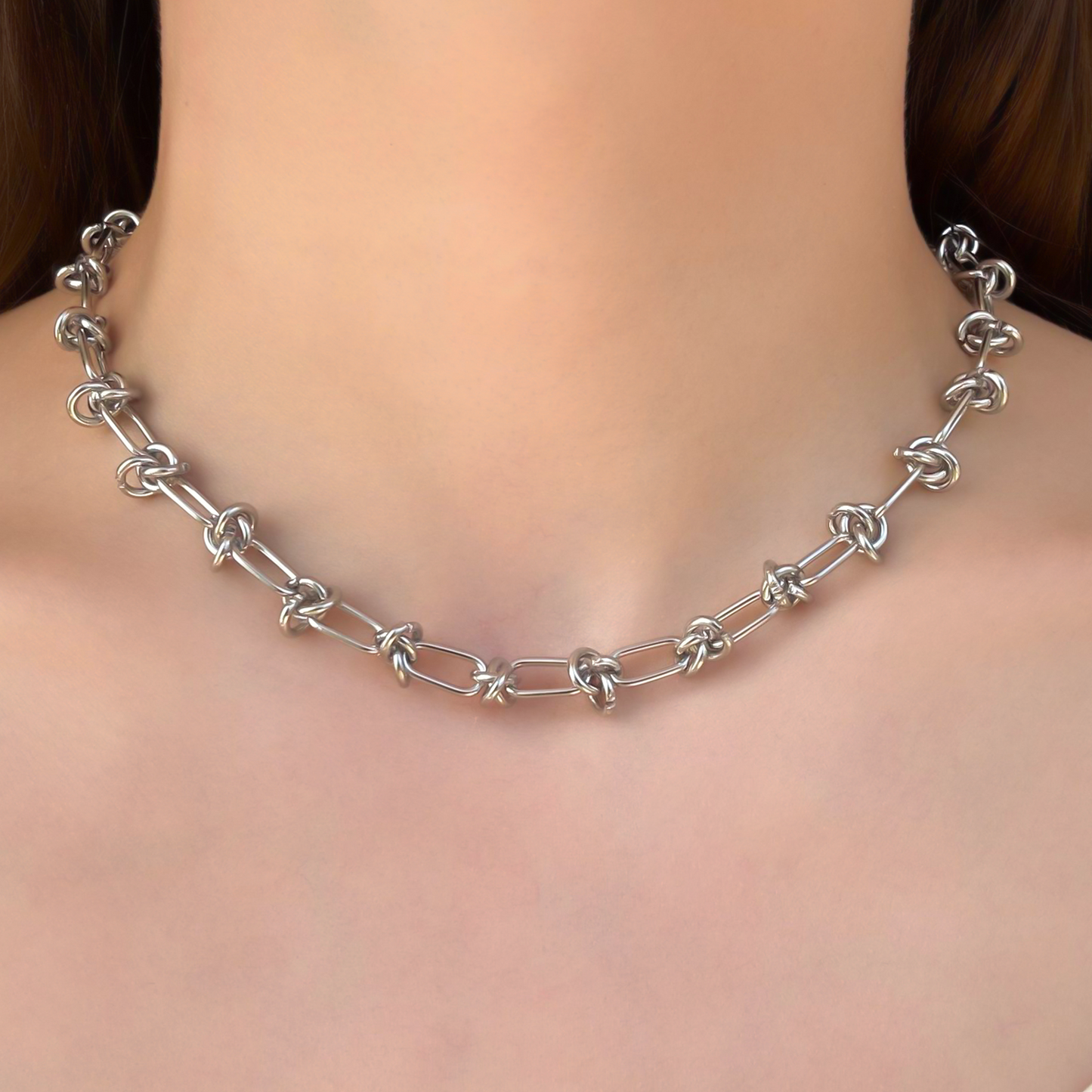Collar Plateado Cadena de Acero de Titanio 3B3