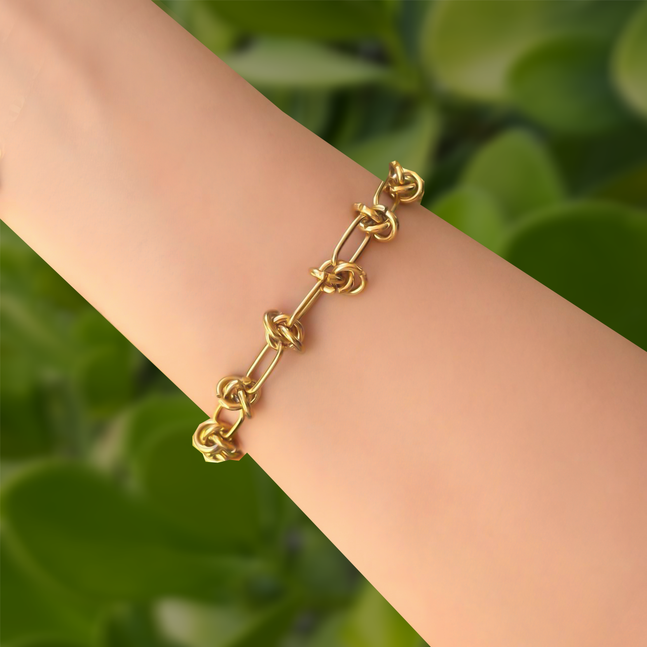 Pulsera Dorada Cadena de Acero de Titanio 3E6