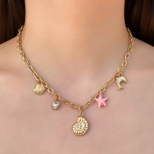 Collar Dorado Charms de Verano Rose Acero Inoxidable 1H7