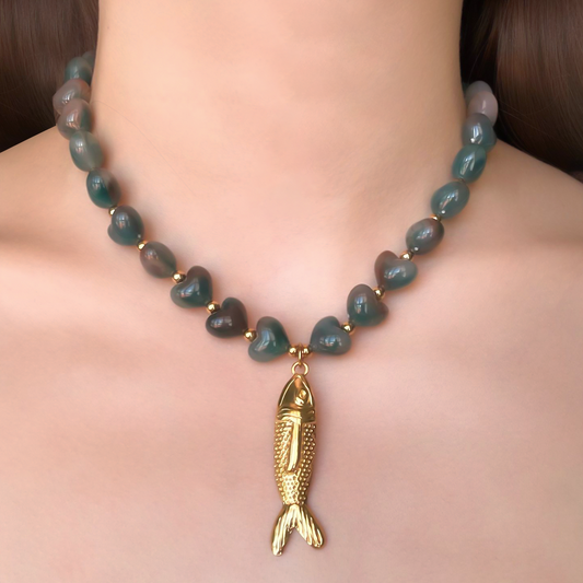Collar de Pez Corazones Acero Inoxidable 2Y8