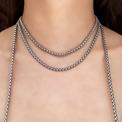 Collar Plateado Largo Abierto  Acero Inoxidable 4E2