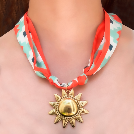 Collar de Cinta Estampada Sol Acero Inoxidable  1i4