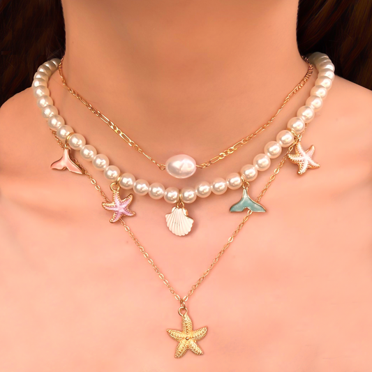 Collar Perlas y Estrellas de Mar 2Y8