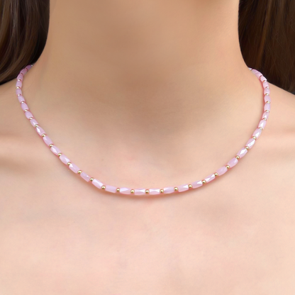 Collar Cristales Rosa