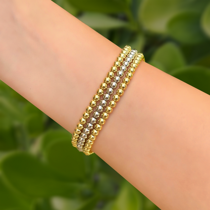 Pulsera de 3 piezas Trenzadas Oro-Plata Bolita