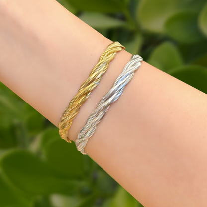 Pulsera Plateada Trenzada Acero de Titanio