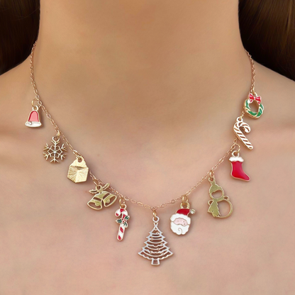 Collar Dorado Charms Navideños
