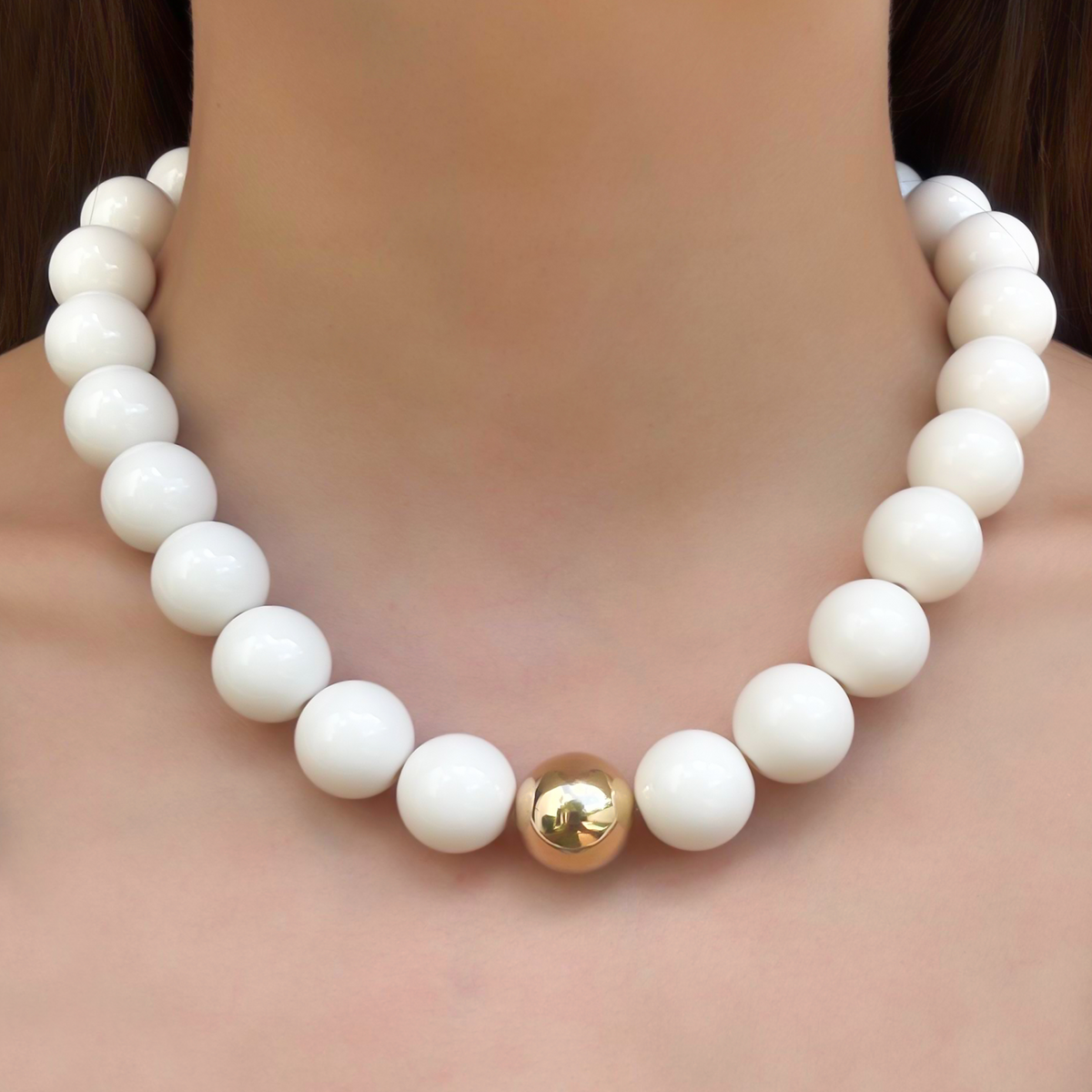 Collar Blanco Bolas de Cuentas