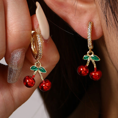 Aretes Cerezas Chapa de Oro 1R3